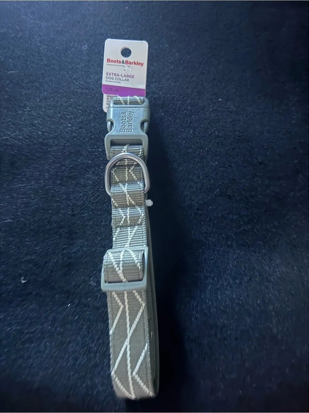 Boots & Barkley Extra-Large Dog Collar in Olive Green with White Stitching
